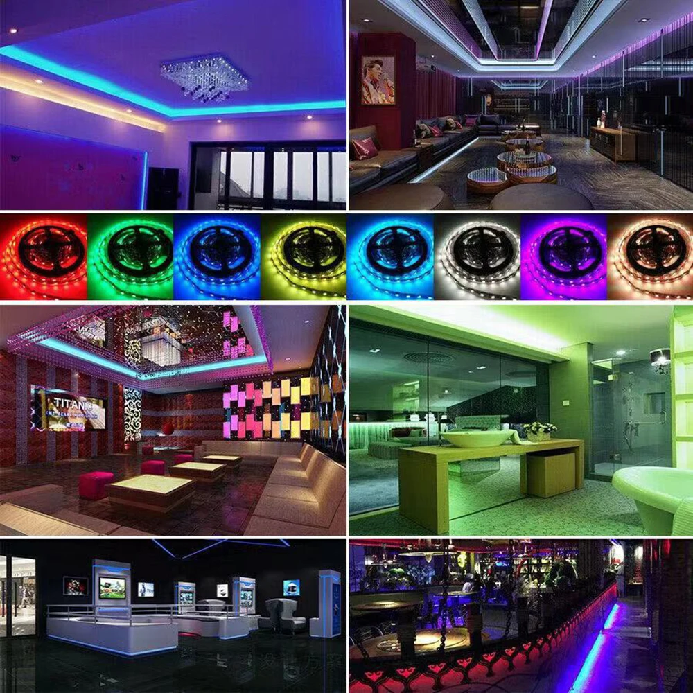 RGB SMD 5050 LED Strip Light 5V USB Controller With Built-In Microphone, Music Color Changing Suitable For Room Decoration