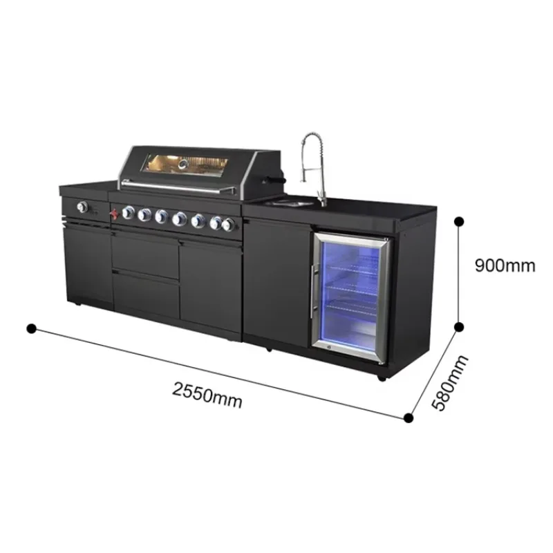 BBQ Island Portable Modular Outdoor Kitchens Set Complete Kitchen Sink Cabinet for Football Fan Zone Parties Customized
