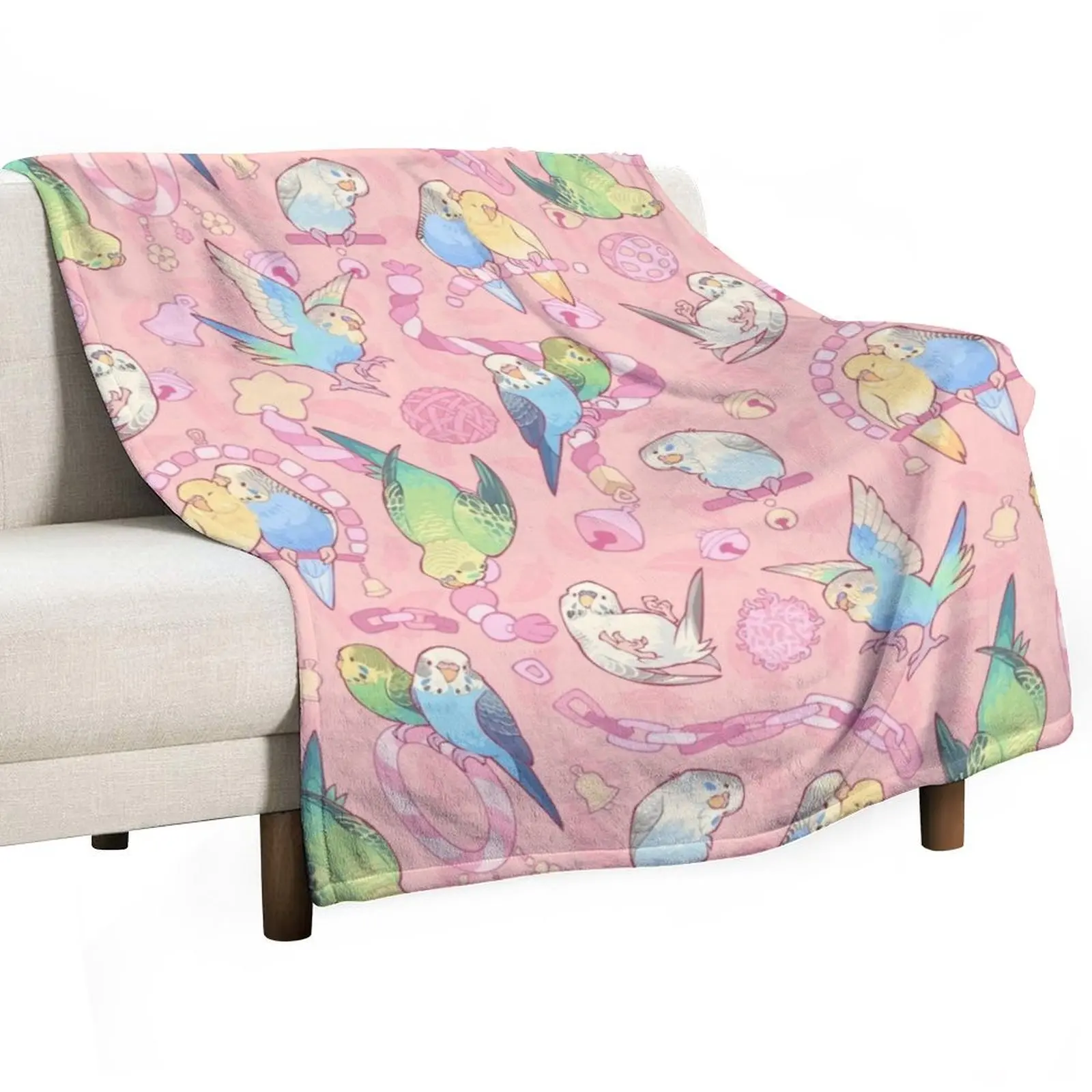 Budgie bunch cotton candy flavored Throw Blanket Cute Thermal Loose Thins Vintage Plaid on the sofa Blankets