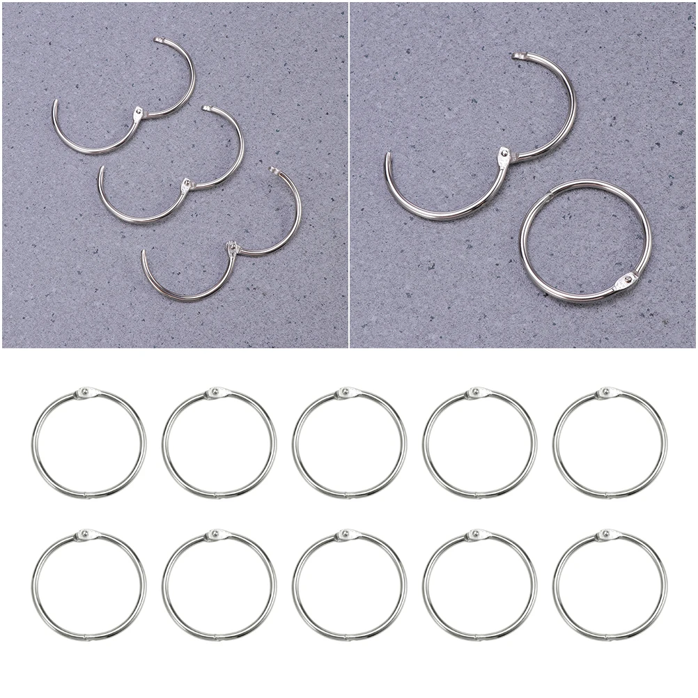 

20pcs Metal Book Rings Silver Keychain Loose Leaf Binder Rings Scrapbooking Holder Memo Filing Sample Holders Durability