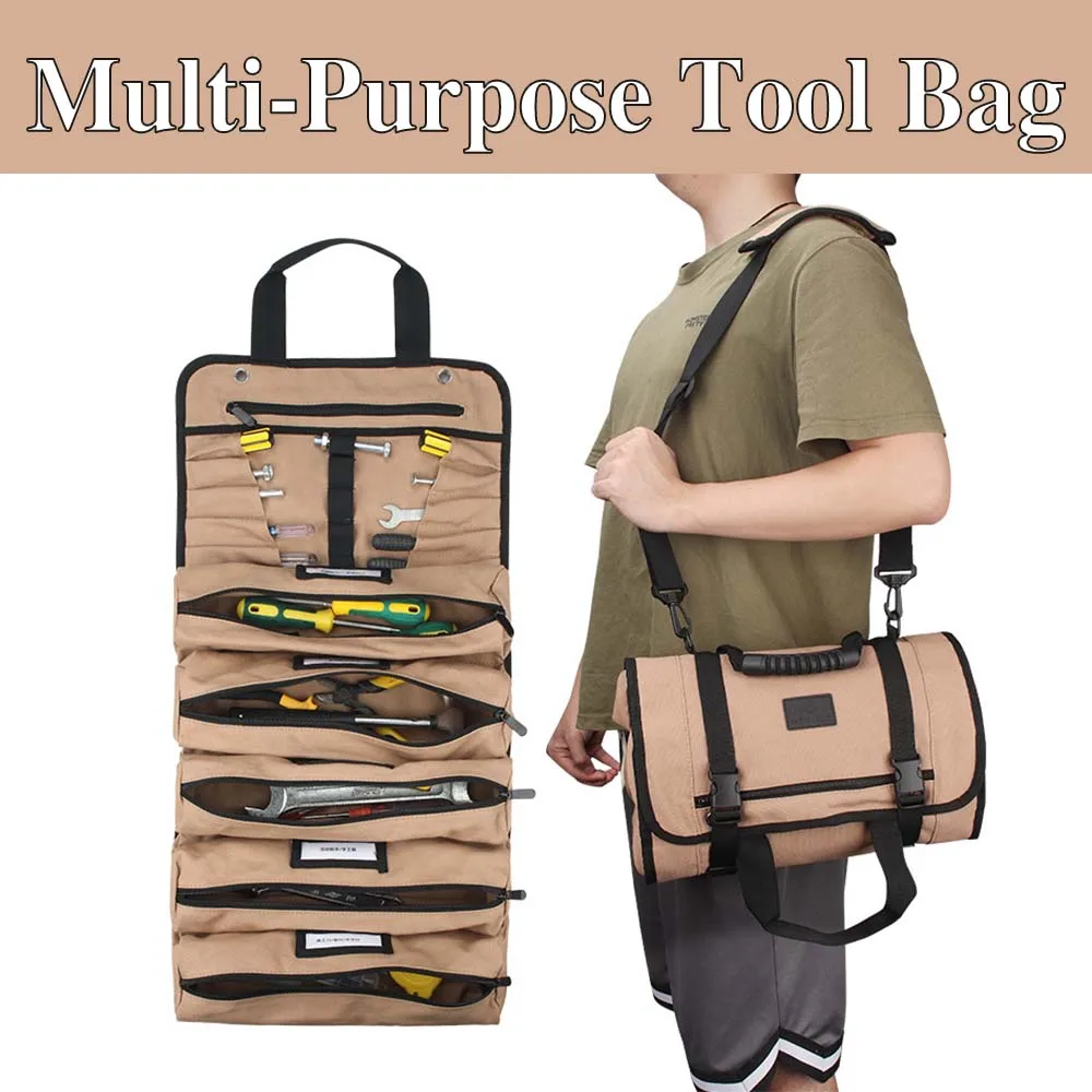 Bolsa de herramientas multiusos profesional de alta calidad, bolsa de herramientas de Hardware multibolsillo, enrollable, pequeña bolsa organizadora