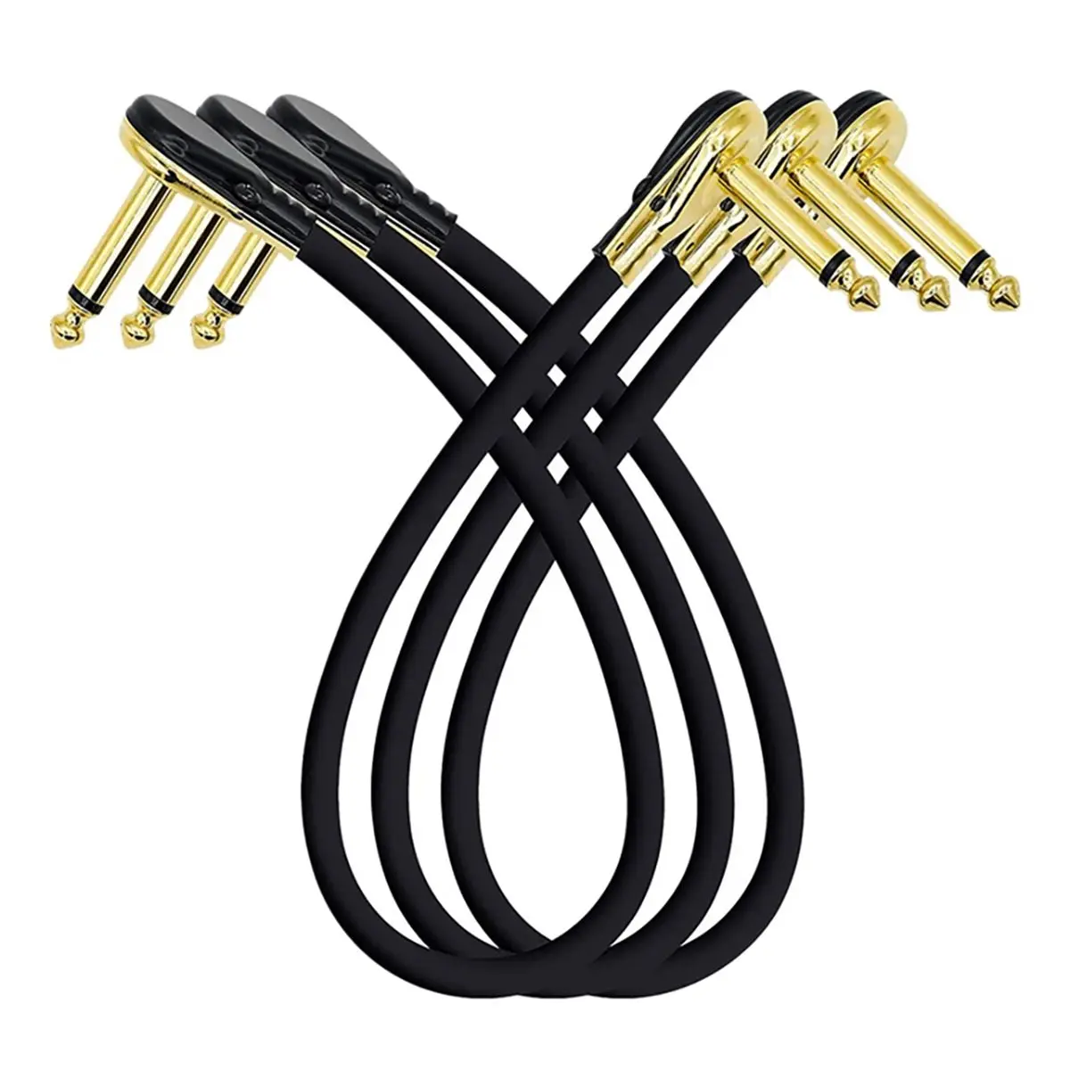 【STOCK】Guitar Patch Cable Effect Pedal Patch Cords 1/4-Inch Right Angle Low Profile Pancake Design for Effect Pedals 3 Pack