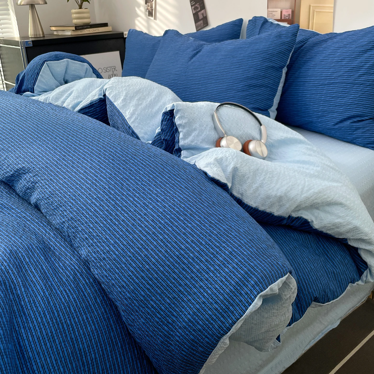2026 New Lattice Duvet Cover Set with Sheet Pillowcases No Filling Warm Bed Linen Twin Full Queen Size Grid Home Bedding Set