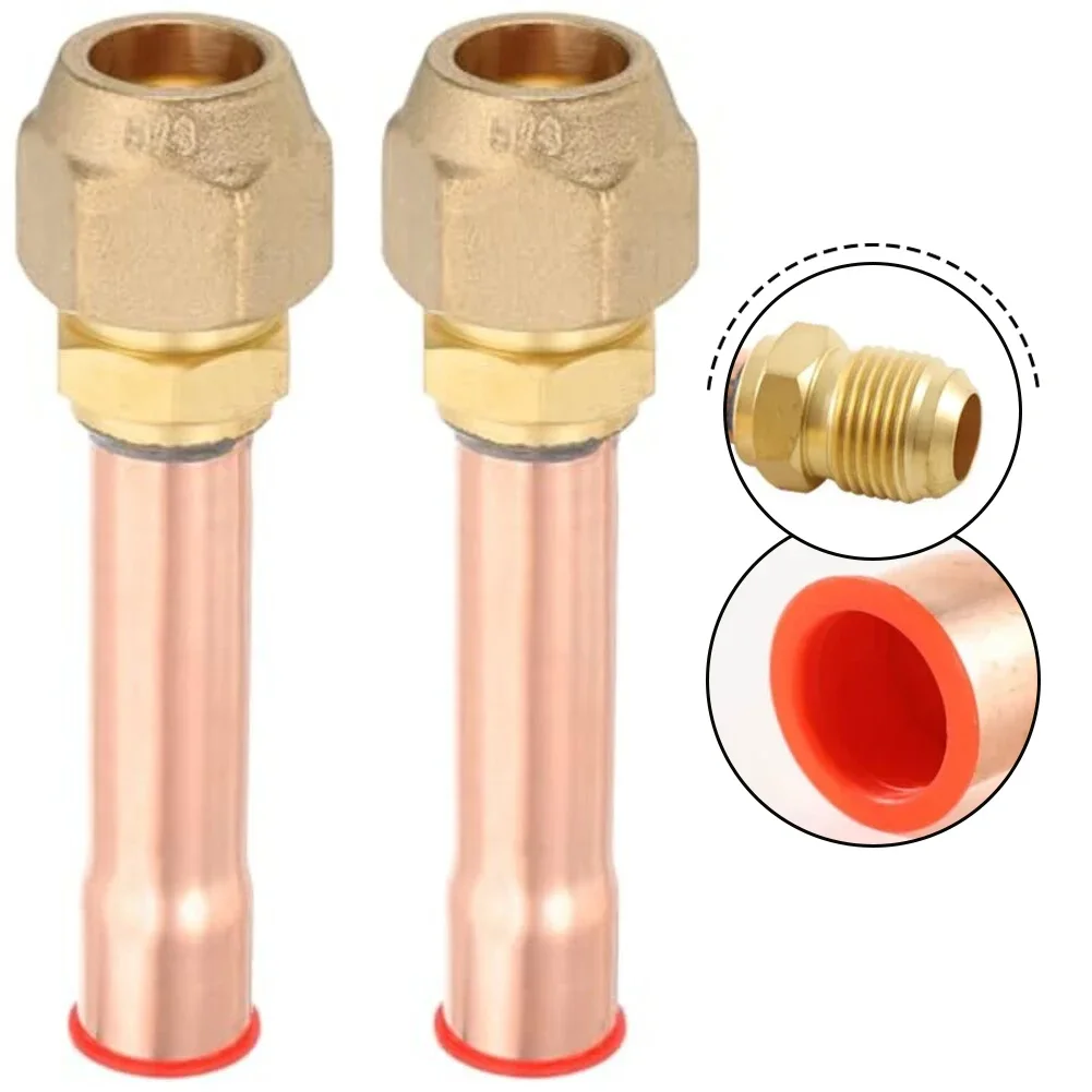 58 inch brass flare connectors 2PCS pipe fittings with threaded nuts for HVAC copper tube refrigeration air conditioning systems