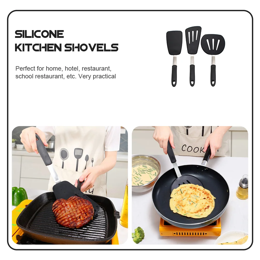 

3 шт. силиконовые кухонные лопаты, прочные антипригарные лопатки для жарки стейка, кухонная утварь для дома, отеля, лопаточки для стейка