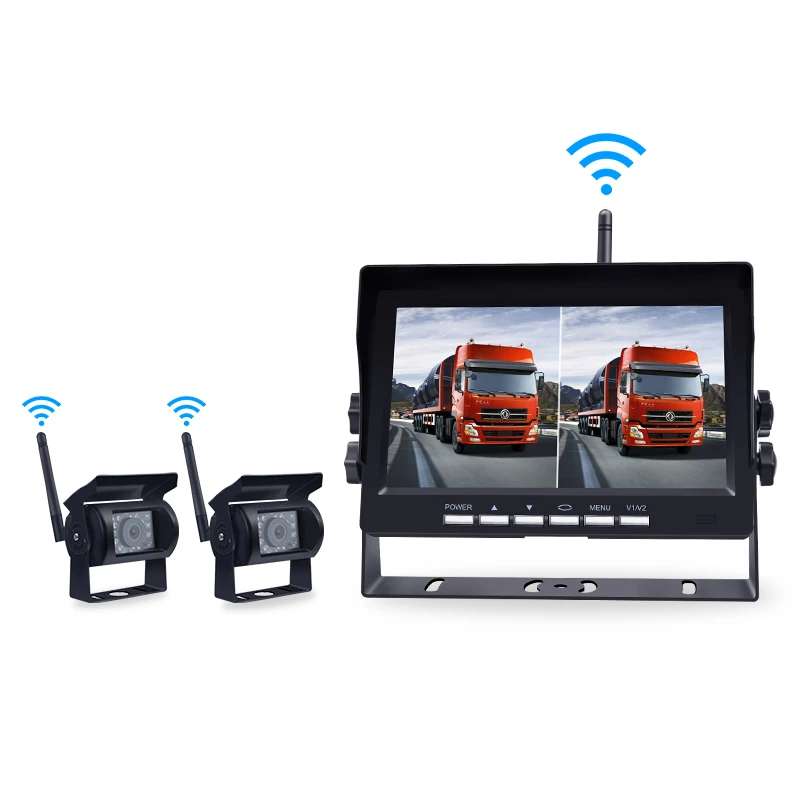 كاميرا احتياطية لاسلكية 2 2.4G نظام مراقبة لاسلكي مع شاشة الرؤية الخلفية 7 بوصة لنظام المساعدة في ركن السيارة RV #6