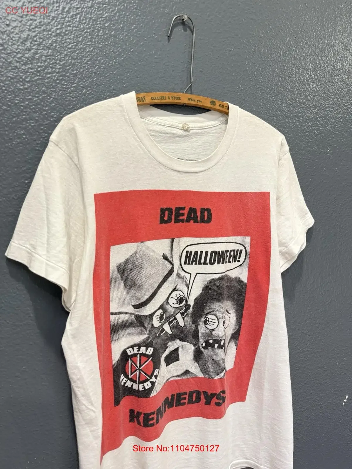 Vintage 80er Jahre Dead Kennedys Halloween Punk Weißes T-Shirt Größe Großes Vintage gewaschenes, leicht bequemes Top für den Alltag