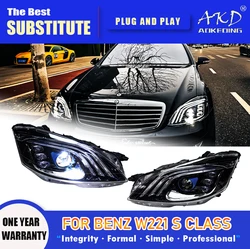 AKD Head Lamp for Benz W221 S class LED Headlight 2006-2013 Headlights S400 DRL Turn Signal High Beam Angel Eye Projector Lens