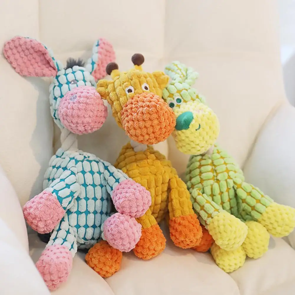 Molarenspielzeug für Hunde, süßes Esel-Plüschtier für Hunde, Cord-Esel, quietschendes, kaubares, interaktives Haustierspielzeug