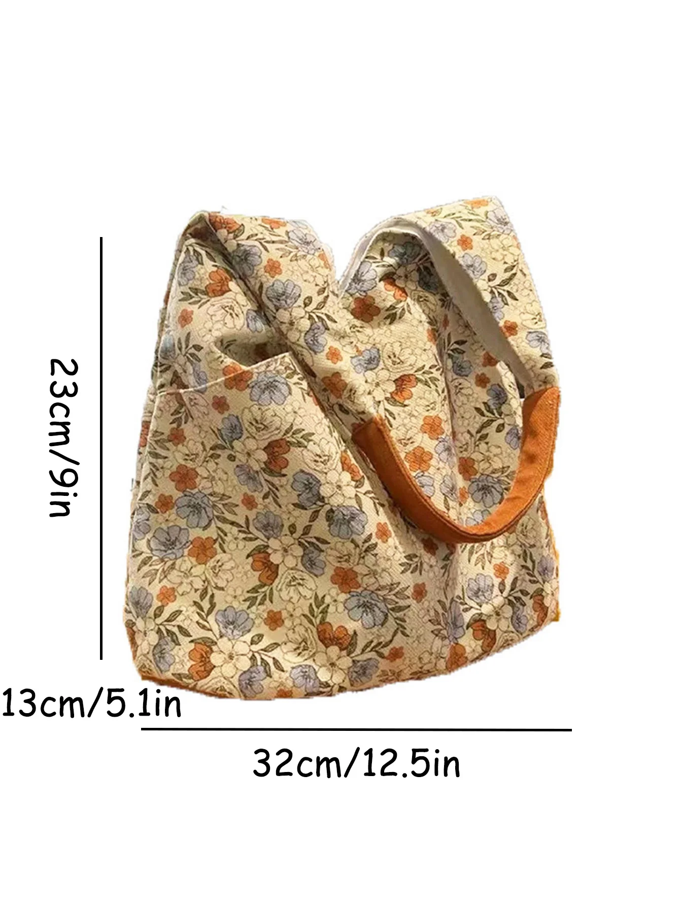 2024 new Japanese Hong Kong style design small floral shoulder bag with high appearance and versatile retro large capacity tote