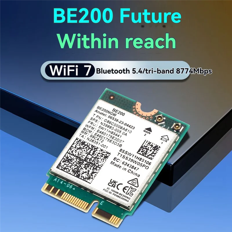 Превосходная карта Wi-Fi BE200 + встроенная антенна 2,4G/5Ghz 6Ghz Bluetooth 5,4 беспроводной сетевой адаптер 8774 Мбит/с для Win10/11