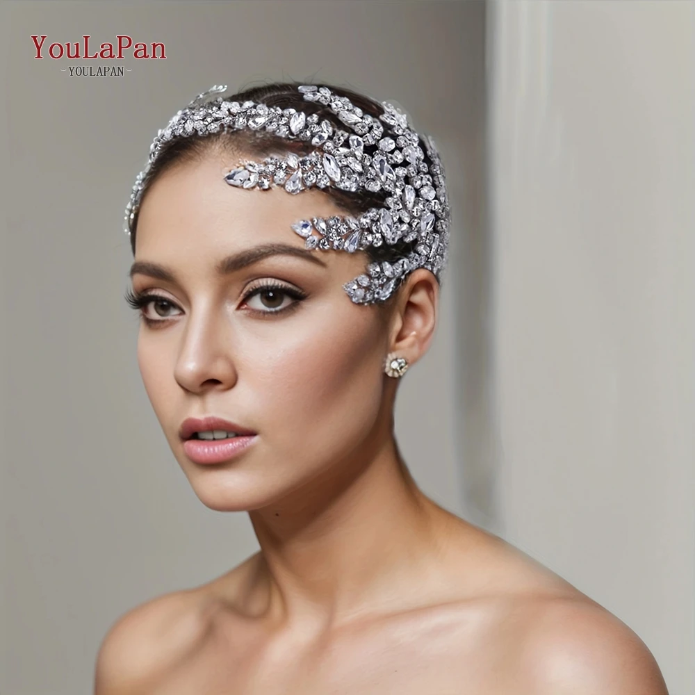 TOPQUEEN Bridal Headband Handmade Rhinestone Wedding Headpiece Hair Accessories Woman Headwear Bridal Tiara for Party  HP425