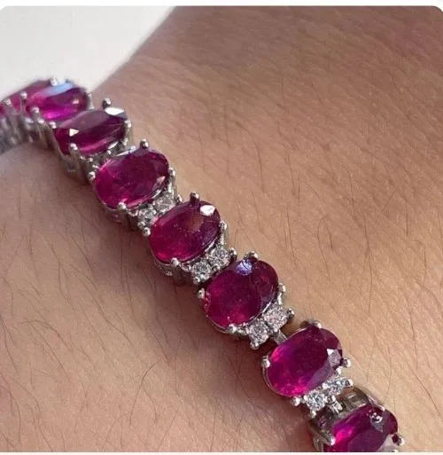 Exquisite Natural Ruby Bracelet for Women Jewelry Real 925 Silver Platinum Plated Many Gems Birthday Gift Shiny for U Good Luck