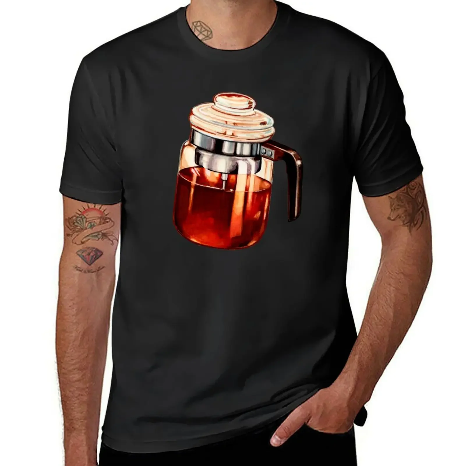 

Coffee Percolator Pattern T-Shirt plus size clothes graphic shirts baggy shirts mens designer t shirt