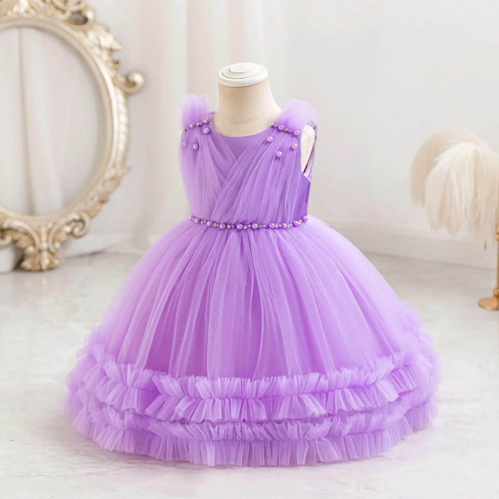 Vestido para bebé de Tule Princesa, 1-5 Anos, Vestidos, Renda, Festa de Aniversário, Verão