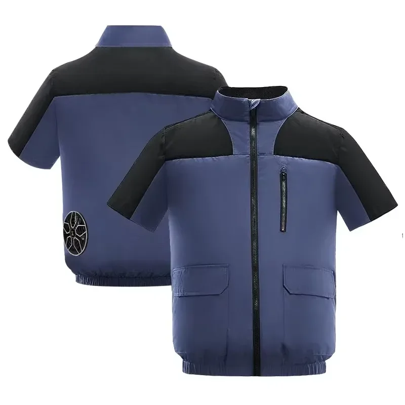 Factory direct sales summer outdoor jacket station short sleeve air conditioner cooling fan suit heatstroke zipper
