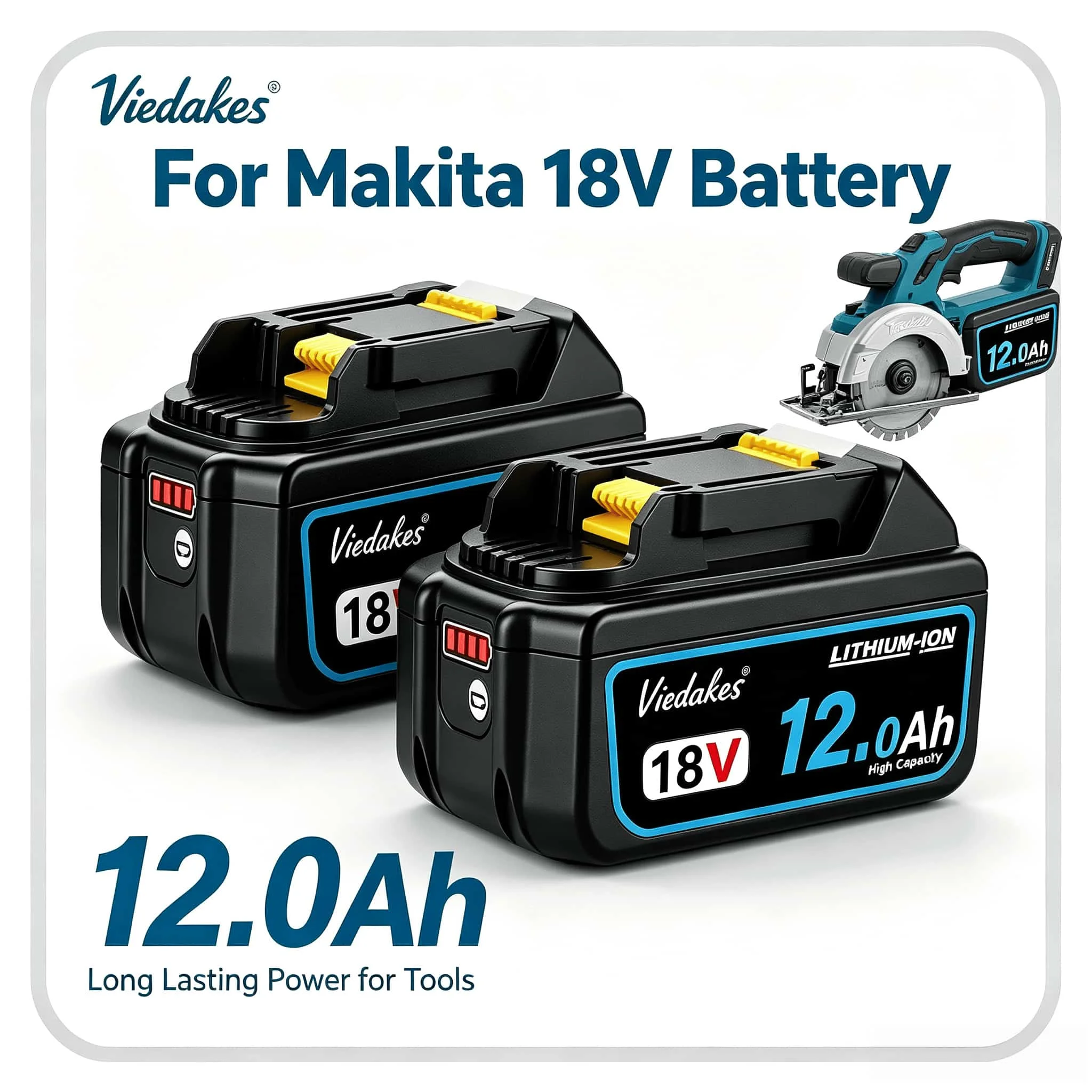 For Makita 18V Battery 10Ah 12Ah Lithium Pack Compatible BL1850 BL1860 DGA504 DTD172 DHR242 Lightweight Tool Battery