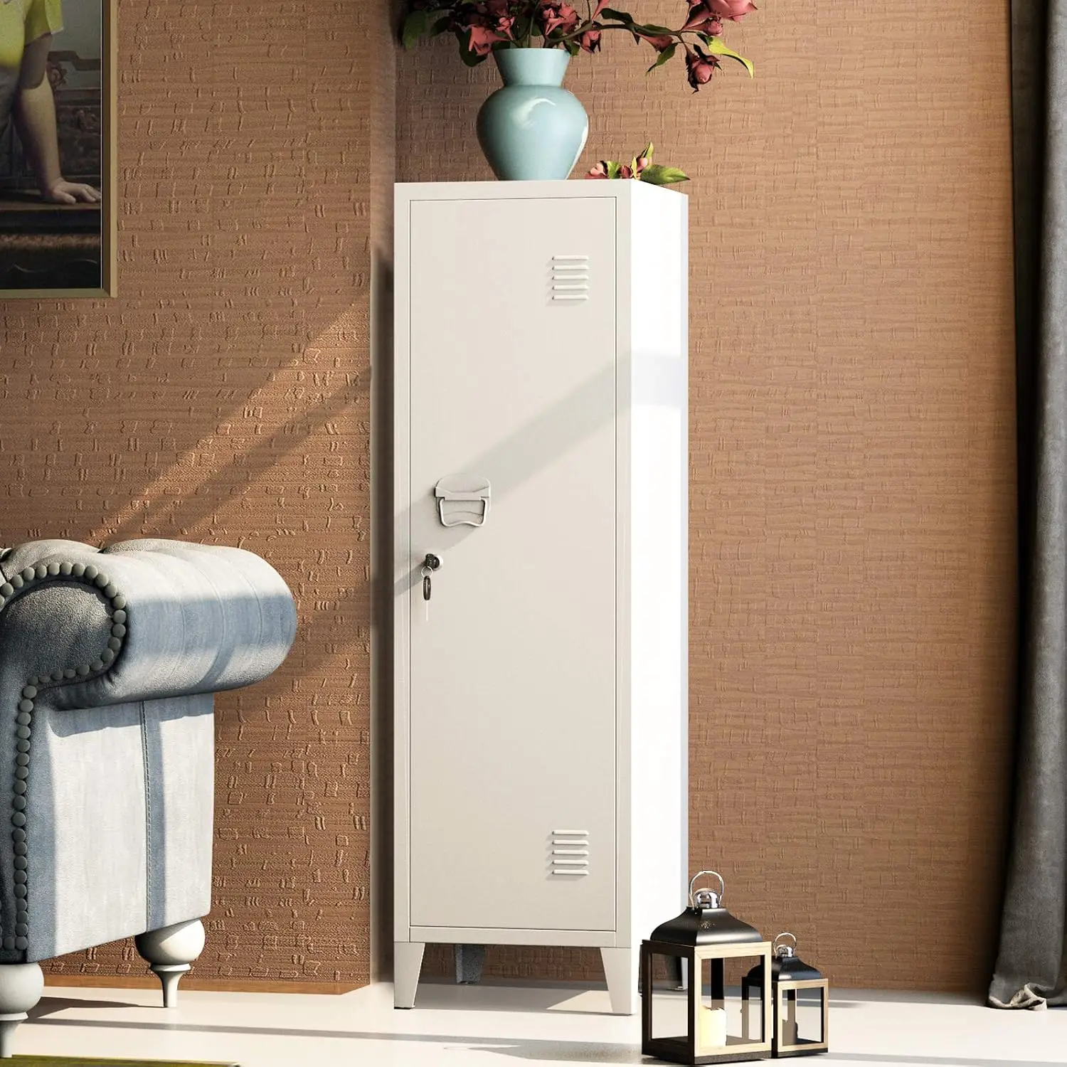 

Metal Storage Cabinet with Lock and Shelves, 50" Tall File Cabinet for Home Office, Black
