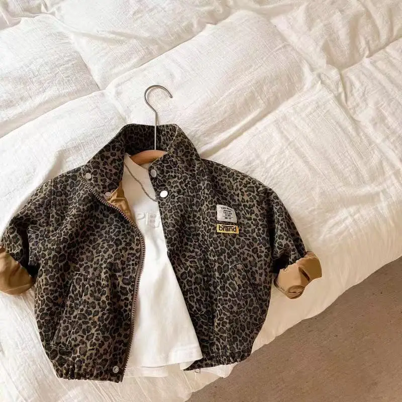 

2025 new Spring autumn Baby Girls Boys Leopard-print coat Coats Jackets parkas Fashion Kids Children Tops Clothes Overcoats