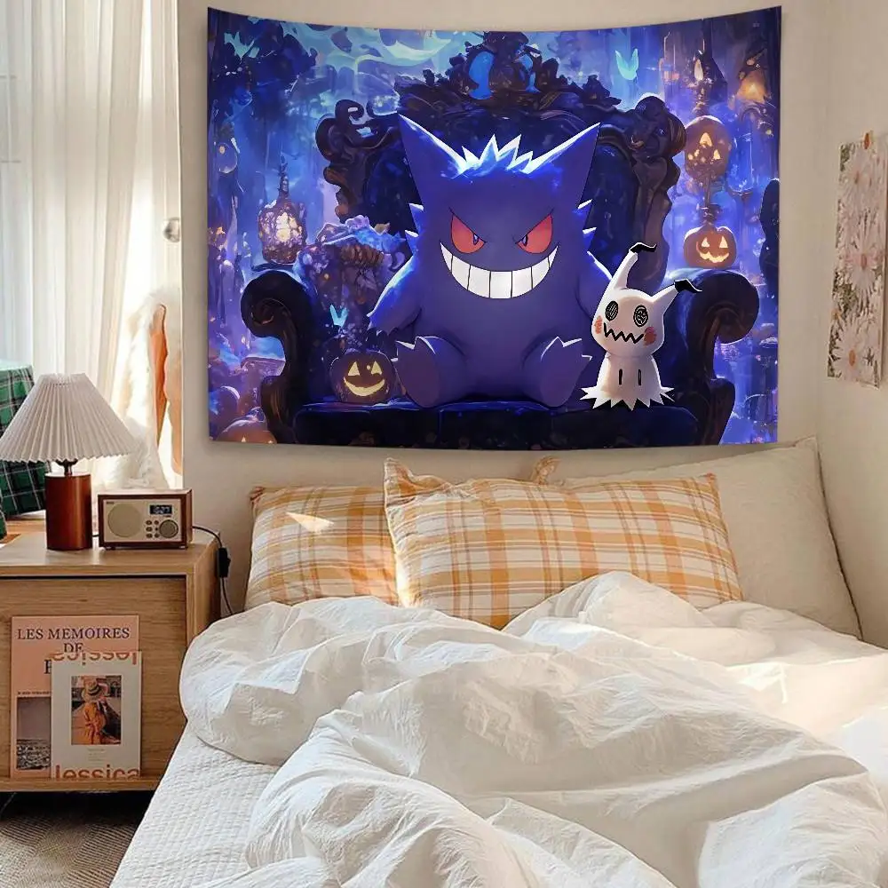 Japanese Anime Gengar Anime Tapestry Hanging Tarot Hippie Wall Rugs Dorm Home Decor