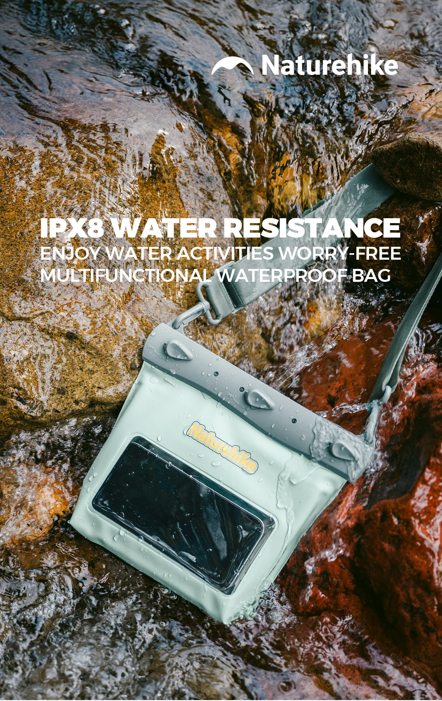 Naturehike Multifunktionale Wasserdichte Tasche Schwimm-Trockentasche Touchscreen Outdoor Wasserdichte Kajak-Drifting-Rafting-Handytasche – Detail 1