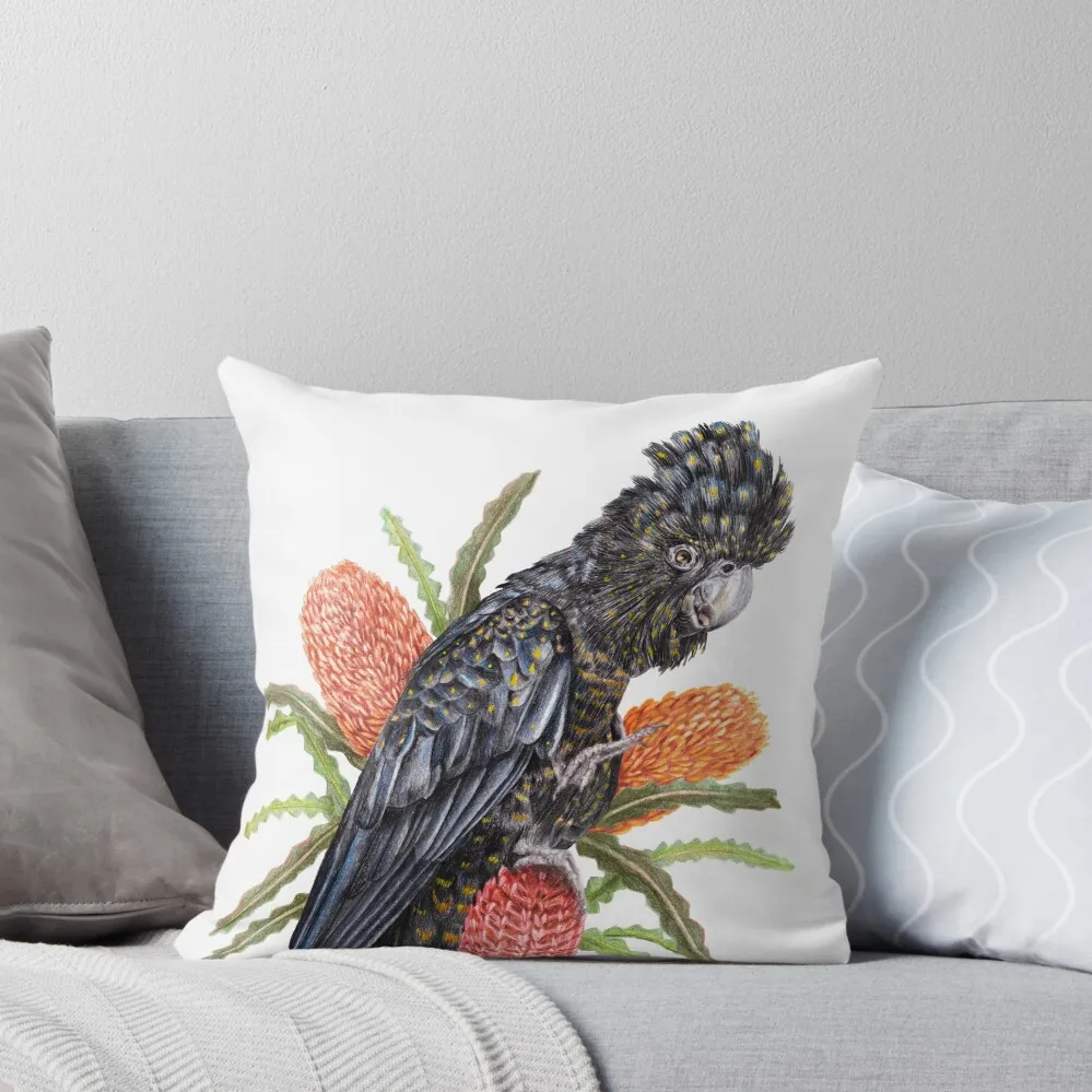 

Red-Tailed Black Cockatoo Throw Pillow Cushion Cover Luxury Cushions Pillow Cover pillow