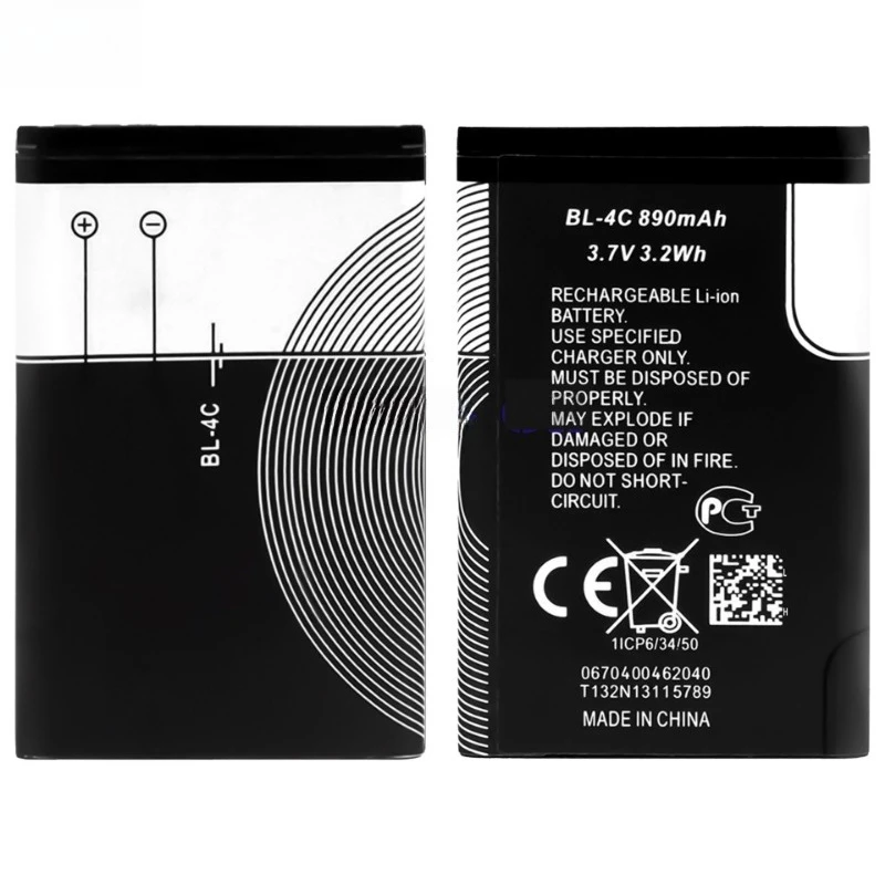 BL-4C High Quality Phone Battery 3.7V 890mAh For Nokia 6600 6500 6303 6300 6234 6100 6120 6210 6233 E51 E66 Radios Brand New