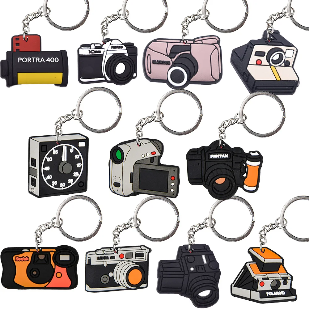 1pcs Black White Green Camera Keychains Boys Girls Black Lens Keyrings Kids Film Key Chains Colorful Key Rings For Party Favor