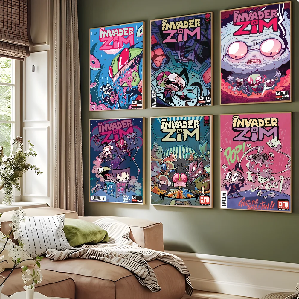 

Invader Zim Anime Posters Sticky Whitepaper Sticker DIY Room Bar Cafe Kawaii Room Decor