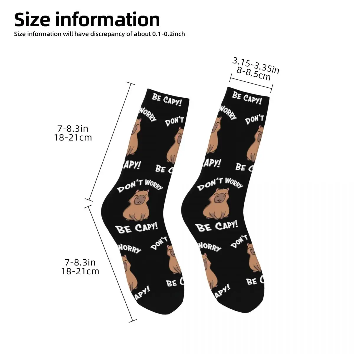 Fashion Men's Socks Cute Capybara Sock Polyester Don't Worry Be Capy Skateboard Women Stockings Spring Summer Autumn Winter