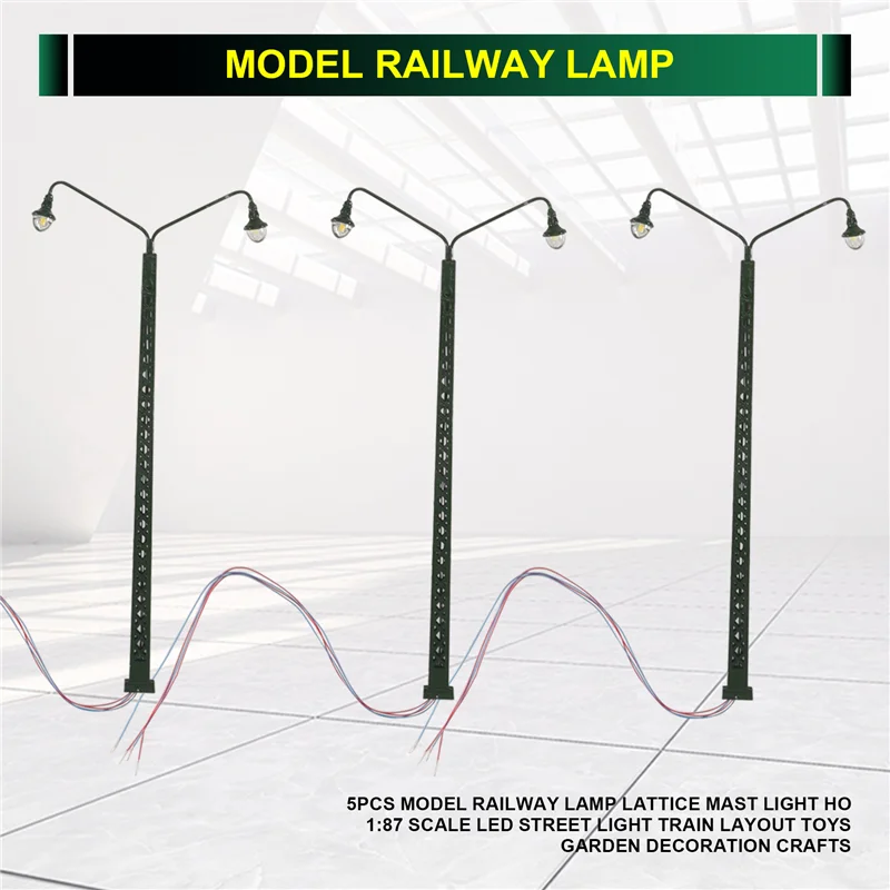 

B49B-5Pcs Model Railway Lamp Lattice Mast Light HO 1:87 Scale Train Layout Garden Decoration Crafts