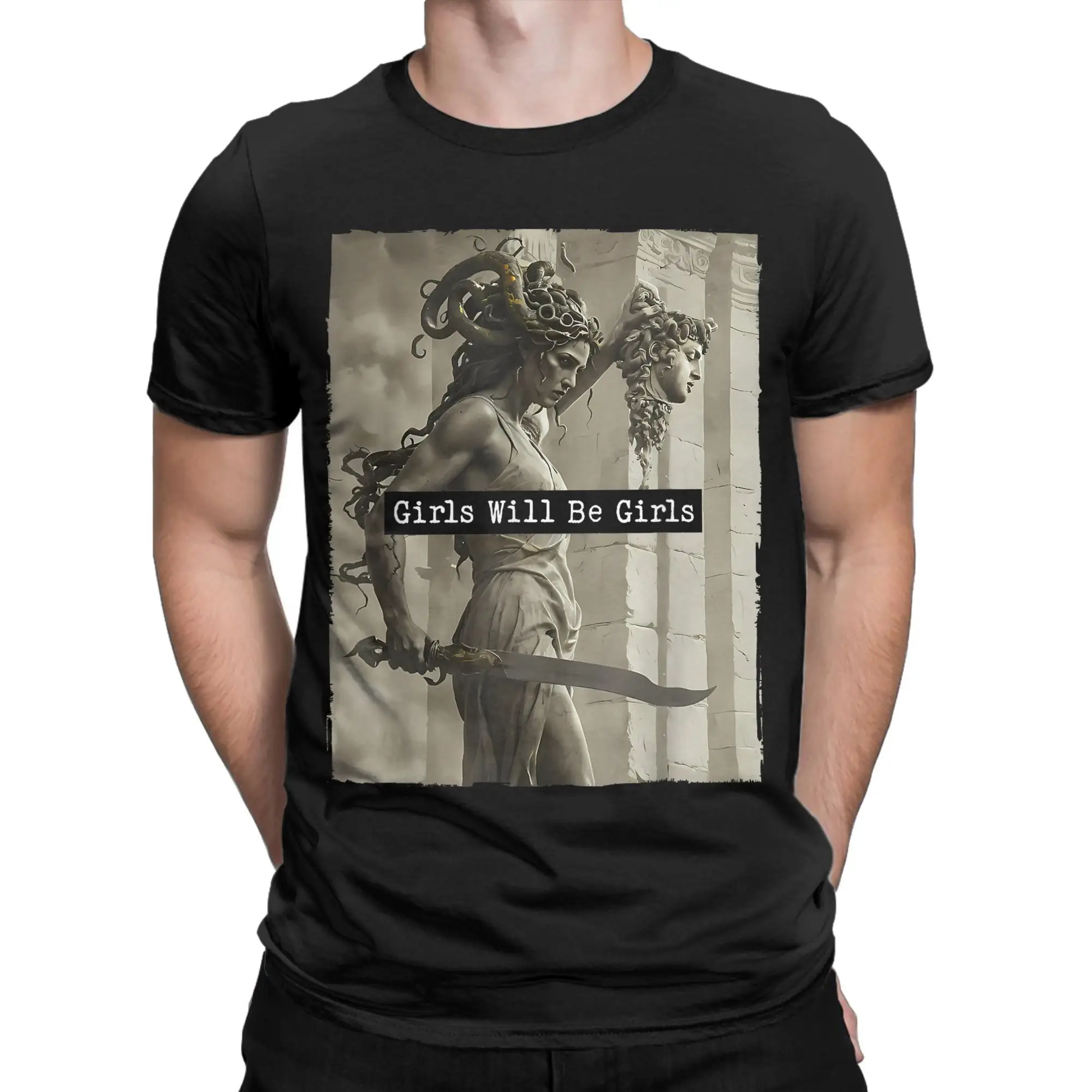 Summer Girl Will Be Girls Medusa Feminism Fashion T Shirts  Pure Cotton Tshirt for Male Funny Cheap Print Short Sleeve Top Tees