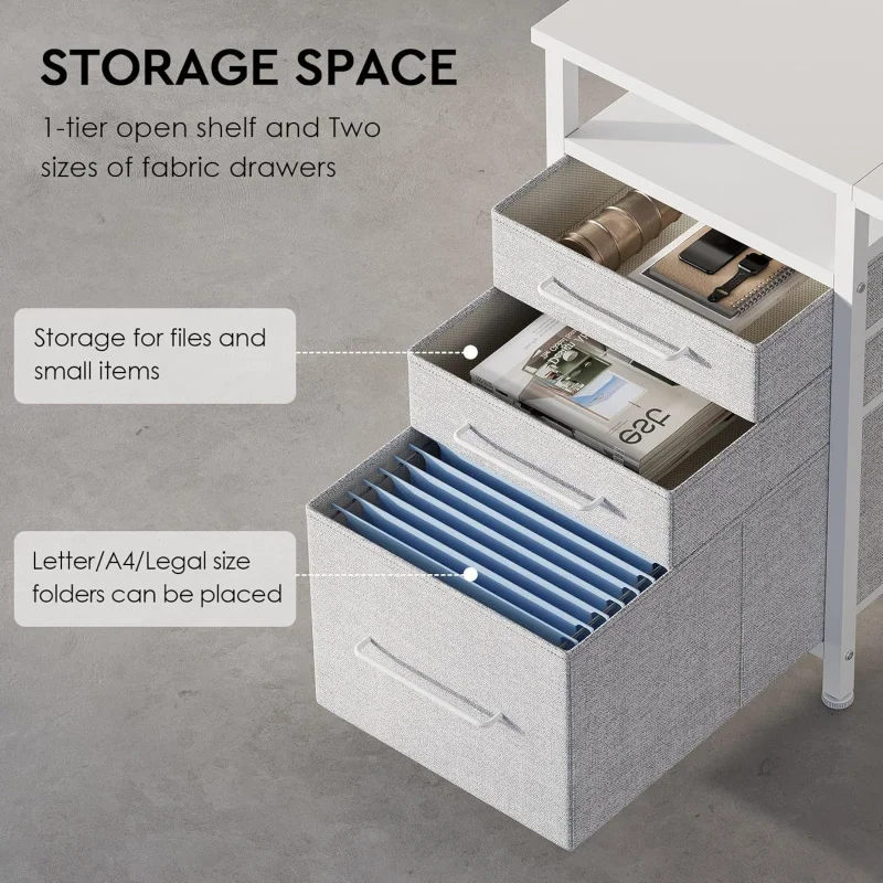 Home Office Drawers And Adjustable Shelves, 59 Inch Long Writing With File Cabinet, Large Computer Desk W