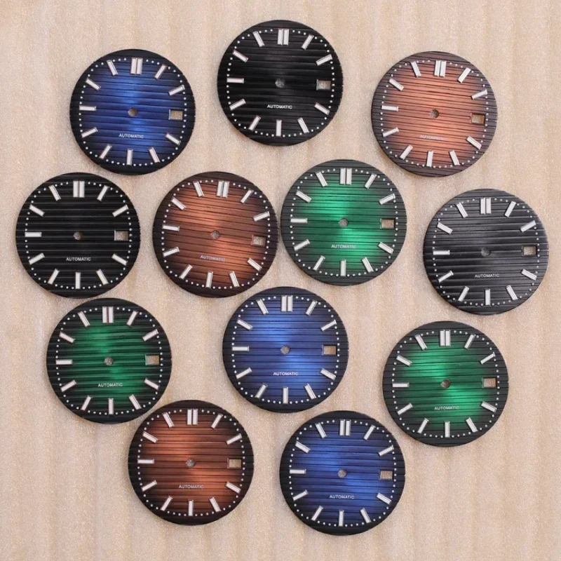 

30.5mm NH35 Dial S Nautilus Literal Green Luminous Dial Watch Hands Suitable for NH35 NH36 Movement Modification Parts NEW DIY