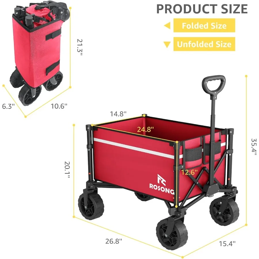 عربة عربة قابلة للطي بعجلات قابلة للطي وقابلة للطي وعربات شديدة التحمل للبقالة والرياضة والحديقة والتسوق والتخييم #5