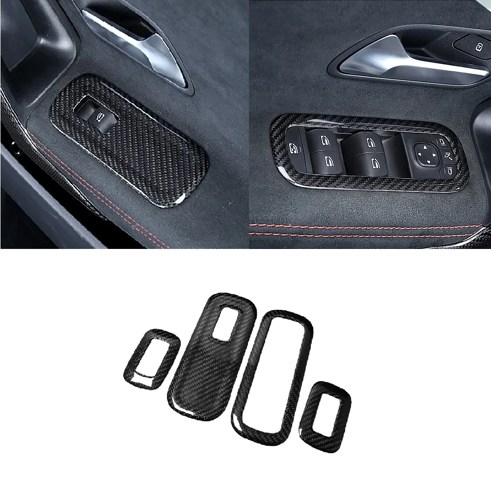 Carbon Fiber Car Inner Door Handle Frame Cover Trim Fit For Mercedes Benz A Class W177 W118A A35L A45AMG 2020