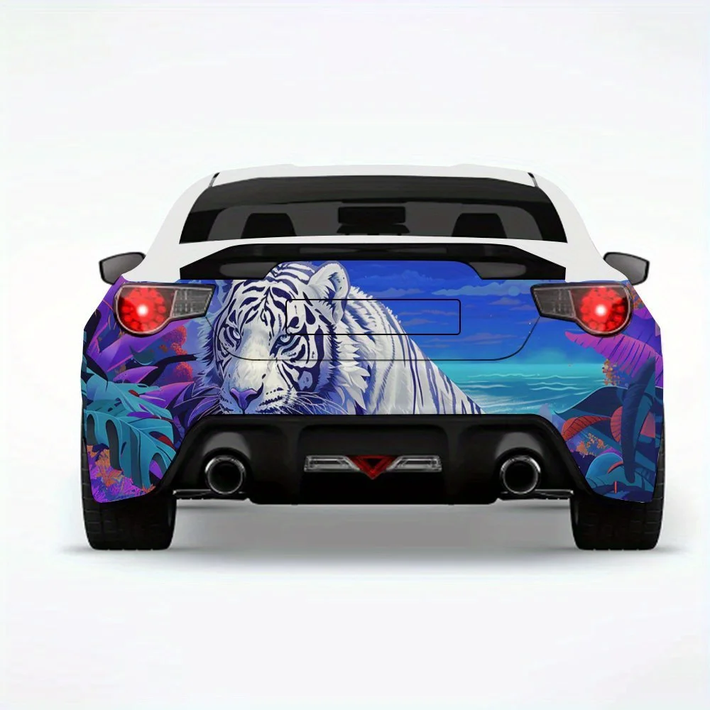 

Белый тигр, фантазия, джунгли, автомобильная наклейка, виниловая наклейка на заднюю часть автомобиля, водонепроницаемые самоклеящиеся виниловые наклейки для хвоста и бампера автомобиля