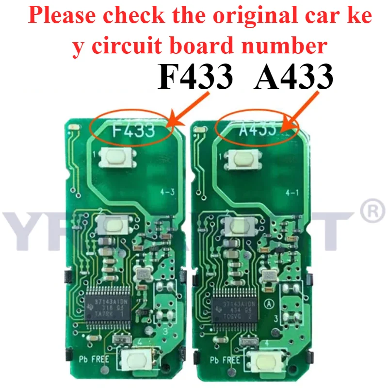 Car Smart Remote Key For Toyota Land Cruiser Prado Camry Crown Aurion LC200 A433 F433 Car Smart Key Fob Car Key 4D Chip 433Mhz