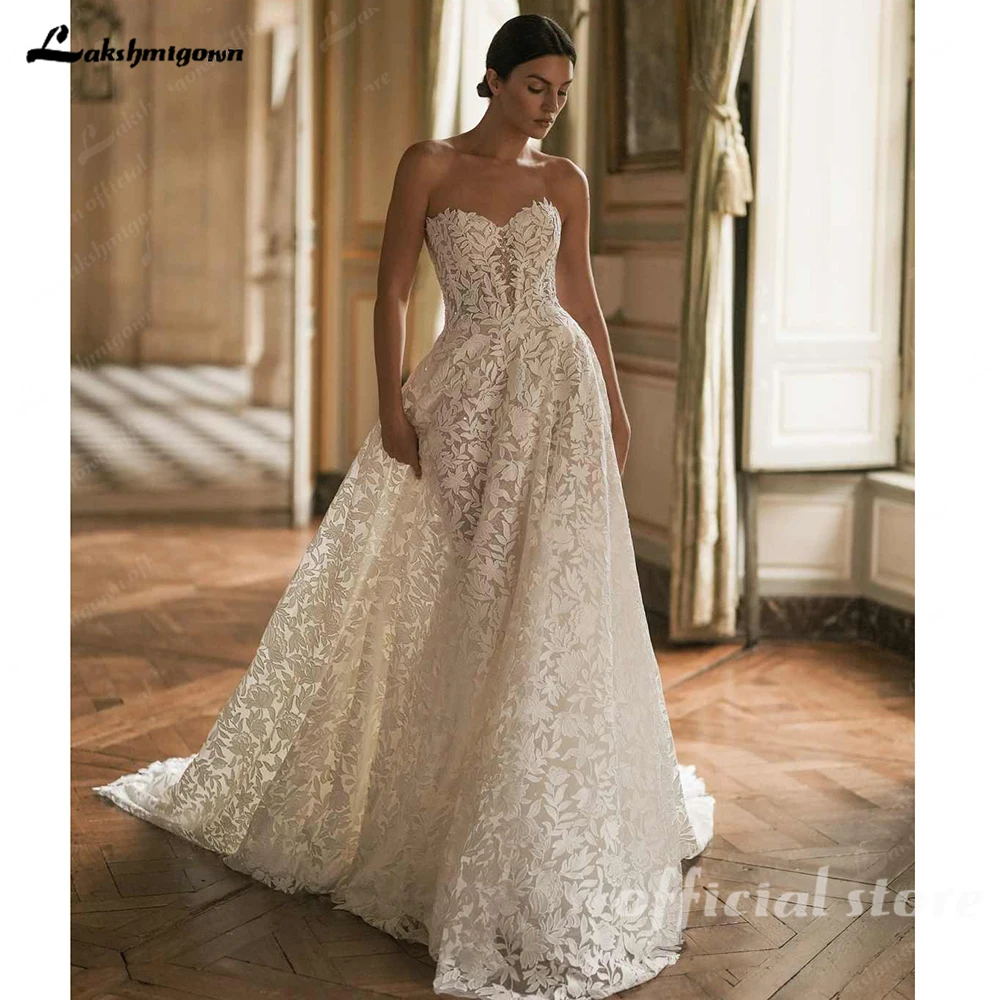 Lakshmigown Vollspitze A-Linie Lange Hochzeitskleider 2027 Neues Sweetheart-Hochzeitskleid für die Braut Ballkleid Maßanfertigung – Detail 5