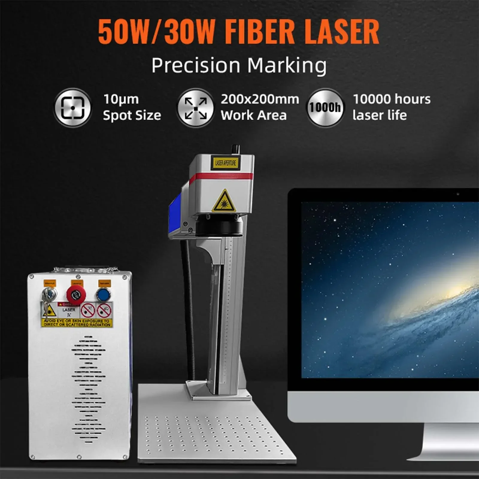 VEVOR 30W 50W  Fiber Laser Marking Machine Fiber Laser Engraver Cutting Gold Silver Ring Optical Stainless Steel Cutting Machine