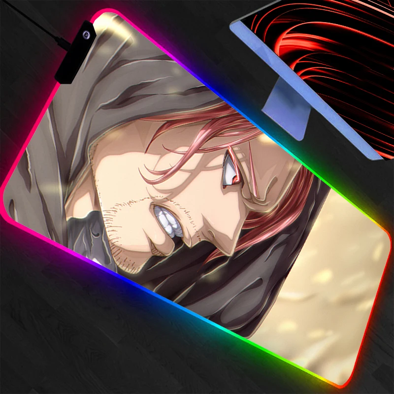 

Коврик для мыши RGB One Piece, большой, с подсветкой, для геймеров, для ПК, компьютера, настольный коврик для клавиатуры, аниме, игровые аксессуары, светодиодный коврик для мыши, прочный