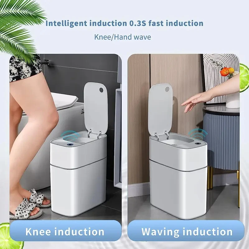 Joybos Induction Trash Can Popular S Rectangular Garbage Bin Indoor/Outdoor/Bedroom/Bathroom Use Modern Den