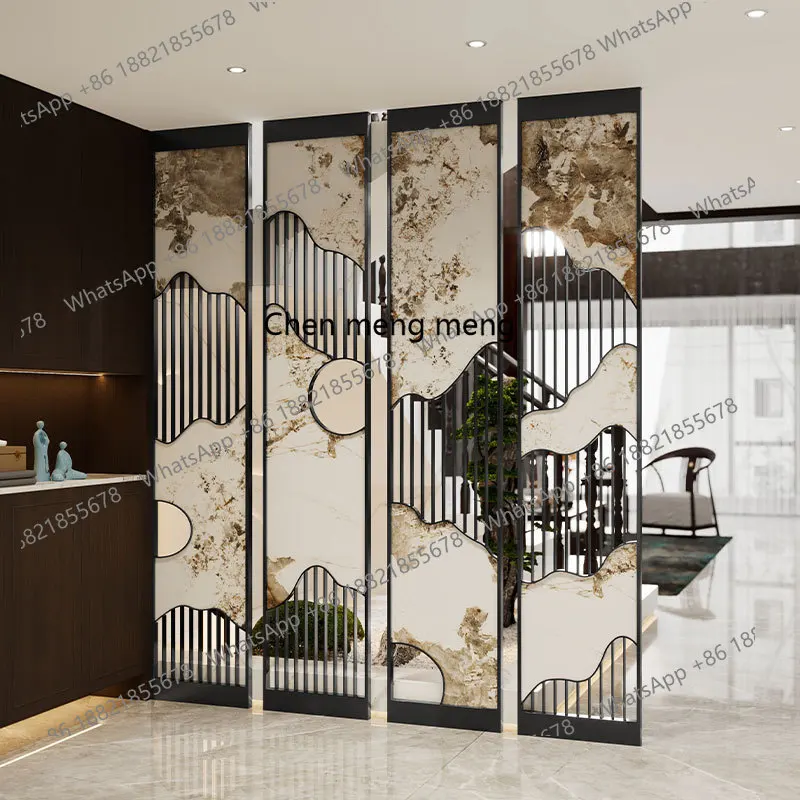 Light luxury screen partition living room modern simple dining room new Chinese entrance entrance hollow grille