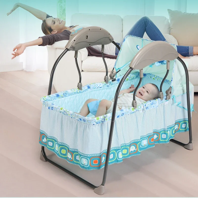 Folding Storage Baby Rocking Chair Remote Control Music Newborn Baby Rocking Bed Electric Baby Cradle Comfort Chairs