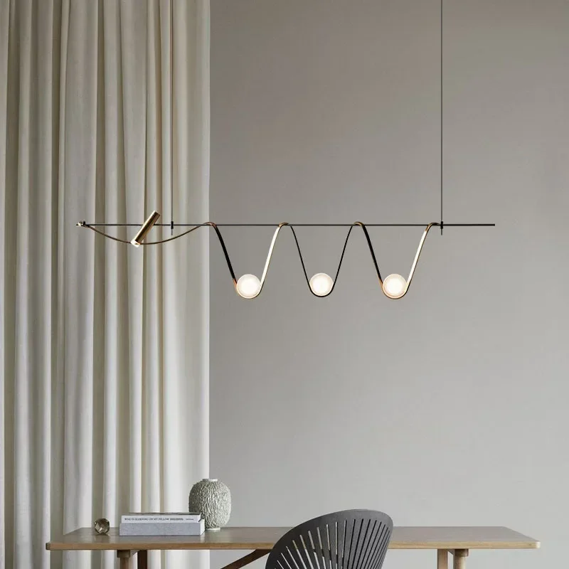 Minimalist Nordic Creative LED Leather Restaurant Light Modern Living Room Showroom Bar Sample Room Belt Pendant Light