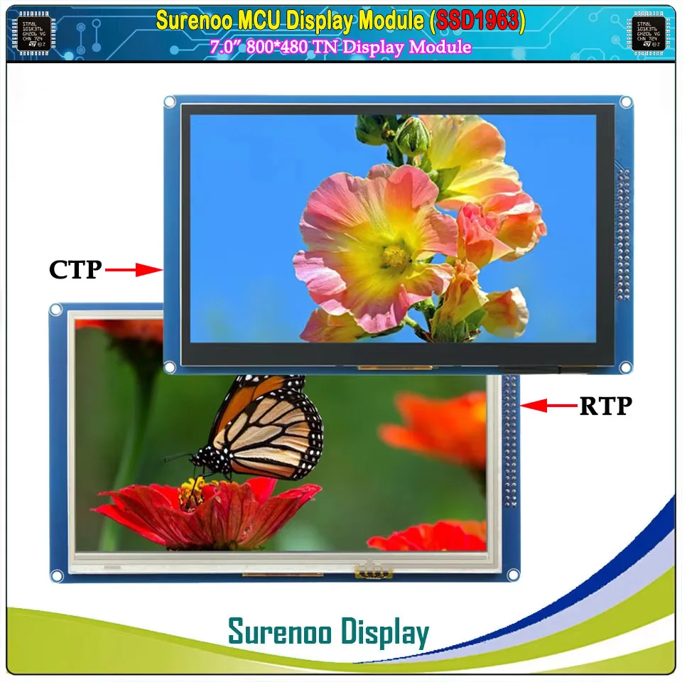 7.0" 7" inch 800*480 SSD1963 TFT Resistive Capacitive Touch LCD Module Display Screen Panel MCU Parallel for STM32 51 AVR