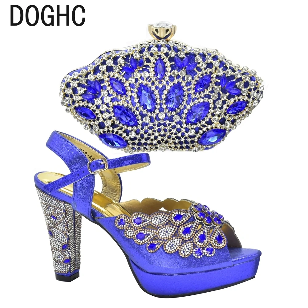 

New Arrival Italian Women Shoes and Bag Set Decorated with Rhinestone Plus Size Women Shoes 43 Wedding Shoes for Women Bride