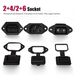 2+6 Electric Vehicle Power Socket with Waterproof Cover Groove 2+4 Female Battery Charging Connector E-bike Charing Port Seat
