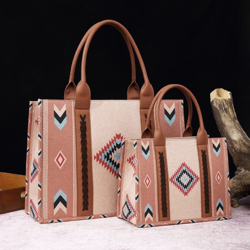 Retro Cotton and Hemp Printed Western Women's One Shoulder Bohemian Handheld Crossbody Tote Bag Vip Luxury Bolsas Para Mujeres