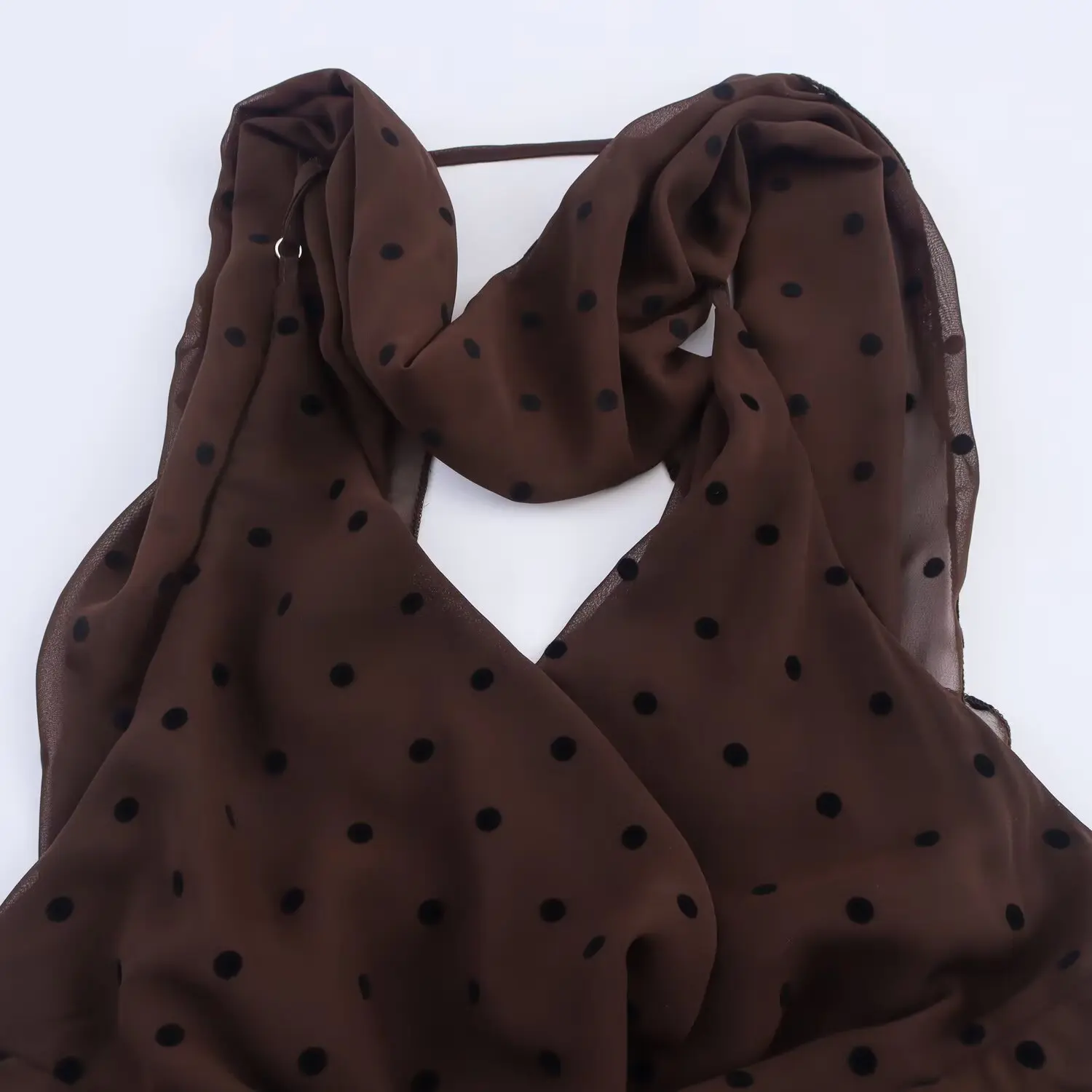 Automne nouveau Sle longue écharpe à pois Dr décontracté H Version Polyester tissu t-shirt quart Sve femmes Faion Design